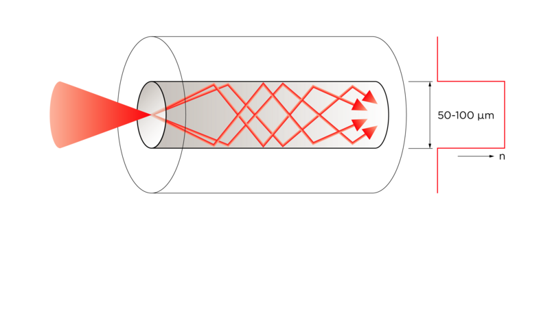 Multimode fiber with step index profile Multimode fiber with step index profile