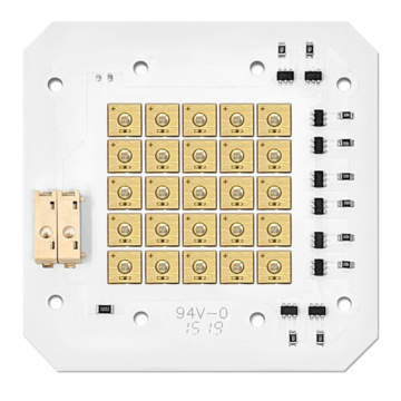 Densely populated UVC LED array (5×5) for powerful disinfection. Densely populated UVC LED array (5×5) for powerful disinfection.
