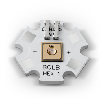 SMD LED on hexagonal PCB for improved heat dissipation. SMD LED on hexagonal PCB for improved heat dissipation.